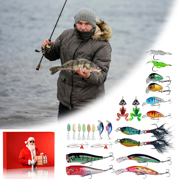 Julbete Blind Box av Premiumkvalitet - 24-dagars Nedräkningspresent för Fiskeentusiaster