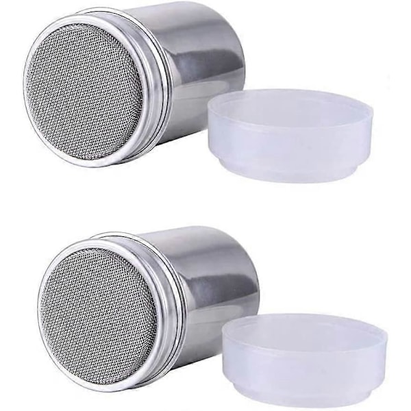 2-pack Mjöl Socker Salt Ströare, 200 ml Rostfritt Stål Chokladströare Florsocker Salt Kakao Kaffe Ströare Siktar för Kök Hantverk
