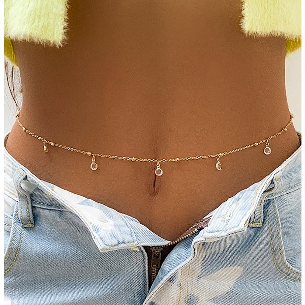 Mångsidig Beach Thin Chain Body Chain Enkel Geometrisk Kristall P