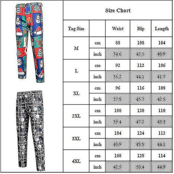 Män Jultryck Chino Byxor Julparty Fancy Dress Lång Kostym Pa Red 2XL