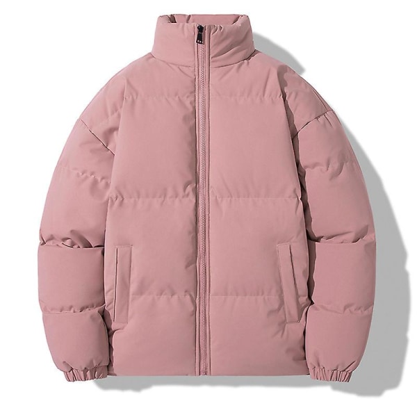 Läsbar vinterjacka för män Casual Oversize stativkrage Tjock Ja rosa 2XL