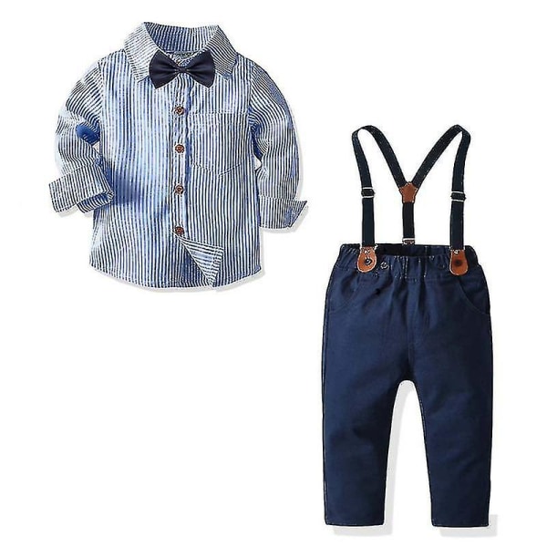 Baby högtidskläder Pojke Herrar Bowtie Stripe Skjorta Marinblå rygg 140cm  12de | 140cm | Fyndiq