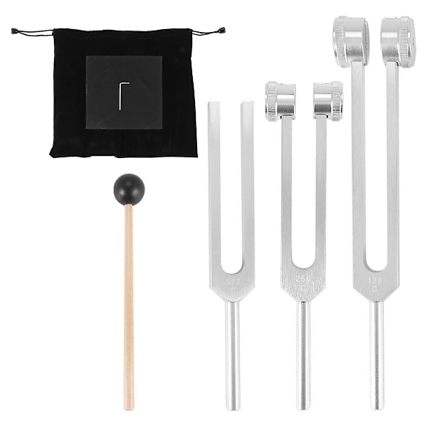 Stämgafflar Set 128 Hz, 256 Hz, 512 Hz, Perfekt för Healing, Chakra, Ljudterapi, Håll