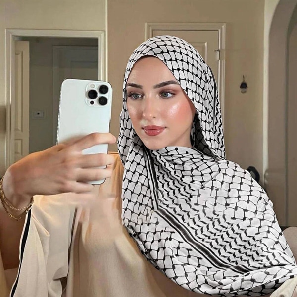 Foulard Headscarf, Palestine scarf, Keffiyeh, Arafat Hatta, bred med tofsar, Shemagh Keffiyeh Arab houndstooth Polyester