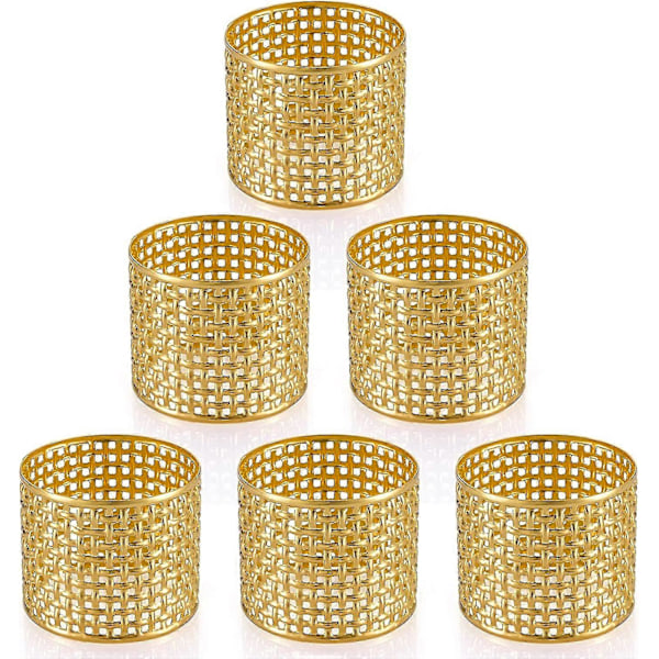 Servettringar Set om 6, Guld Robust Metall Servettringhållare Delikata Servettspännen för Halloween, Thanksgiving, Jul, Middag, Årsdag, Bi