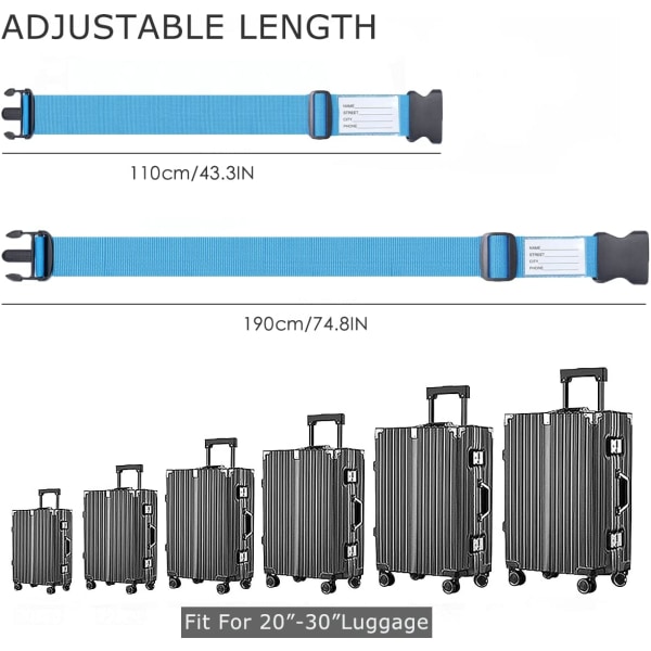 2-pack bagageremmar för resväska, bagagebälten i grått, kostym STYLE1