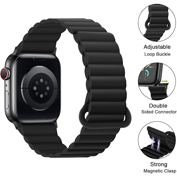 Kompatibel med Apple Watch Dubbelsidigt Vändbart Magnetiskt Armband Svart/orange 41 mm/40 mm/38 mm