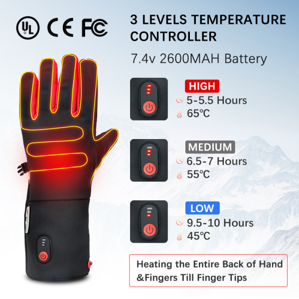 Uppvärmda handskar - Unisex uppvärmningshandskar med 5v uppladdningsbar batt