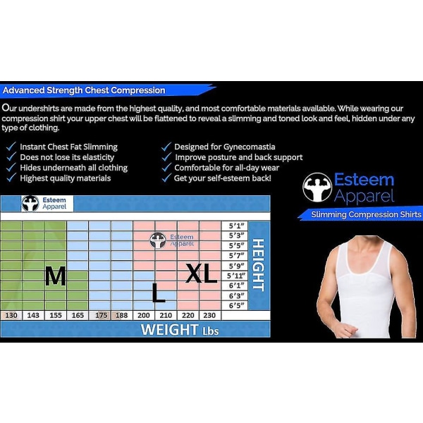 Kompressionslinne för män för att dölja gynekomasti (bröstförstoring) - Shapewear white 3XL