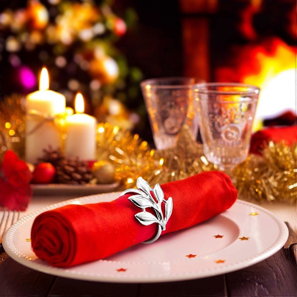 12 st blad servettringar höstfest servettringar för jul tacksägelsefester, bröllopsdekoration