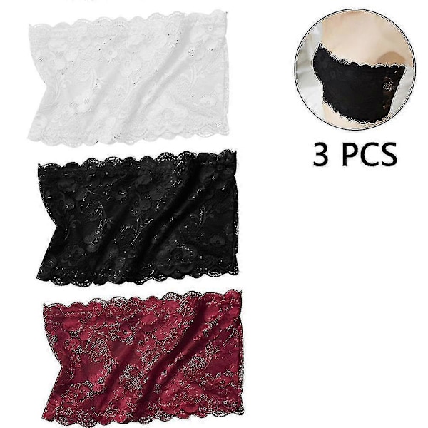 Bran 3-pack Dam Blommor Spets Tubtopp Bh Bandeau Kod