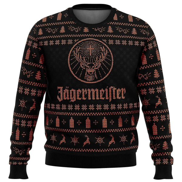 Jagermeister Ful Jultröja Pullover Herr 3D Tröja Toppar 2 3XL