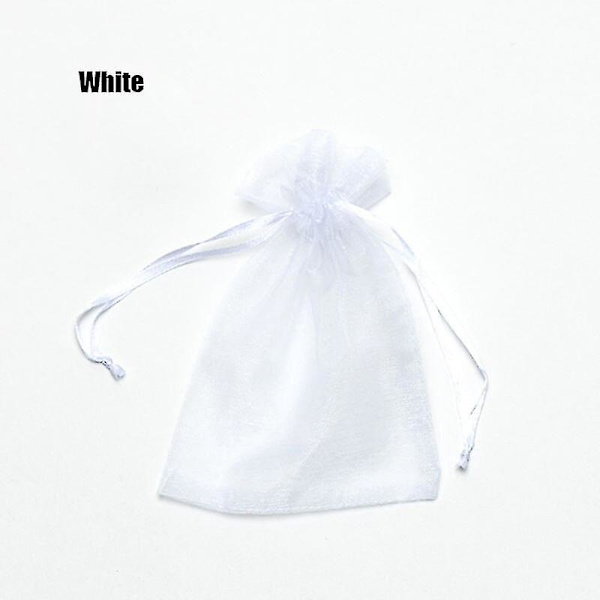 100st 22 Färger 7x9 9x12 10x15 13x18 Cm Dragable Organza Väskor Smycken white 10x15cm 100pcs