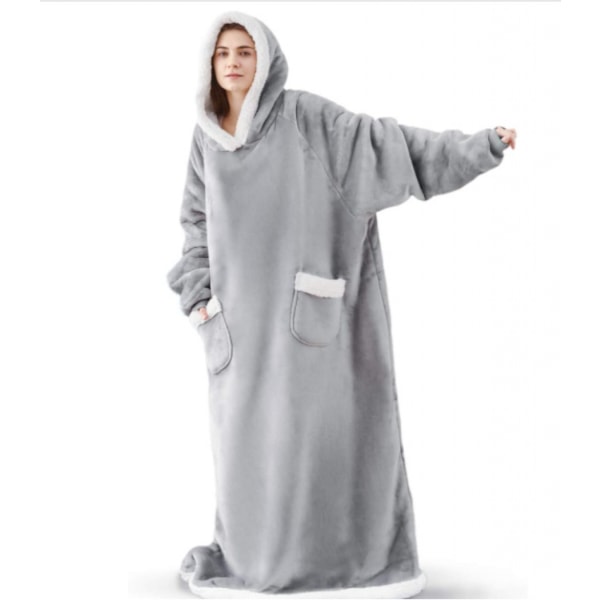 Huggle Hoodie Lazy filt Hooded dragkedja Europeiska och amerikanska tjockare Grey