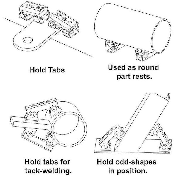 Magnetiska Svetsklämmor, 4 st V-formade Magnetiska Svetshållare Svetsfixtur Justerbara Magnetiska V-kuddar Starkt Handverktyg