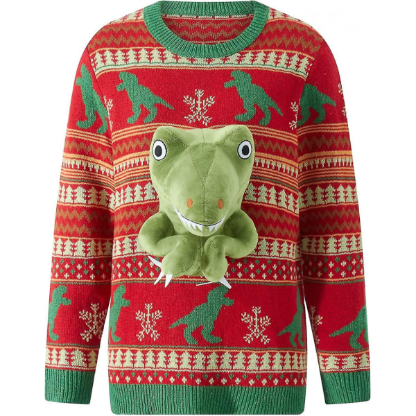 Unisex stickad ful jultröja - Novelty 3d Doll Pullover För Tyrannosaurus rex XL