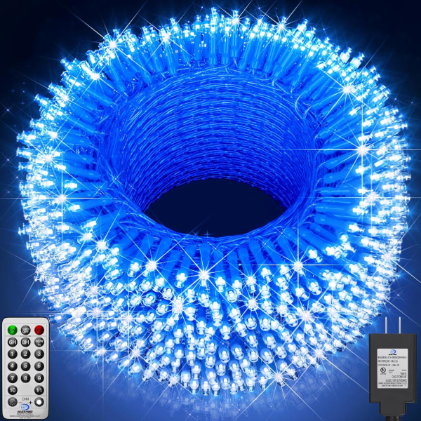403ft 1000 LED String Lights Utomhus julbelysning Xmas dekorationer Blue-UPgrade. 1000LED