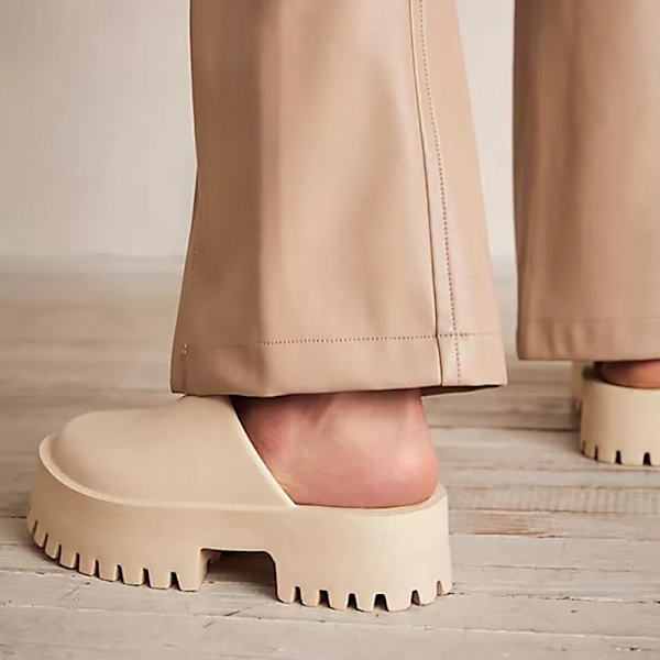 Kvinnors plattform Mules Colgs,Slip on Wedge Tjock sula Colg Tofflor Söt mode semester klackade plattformade sandaler Vatten Strand Komfort Mjuk Sko Beige 40