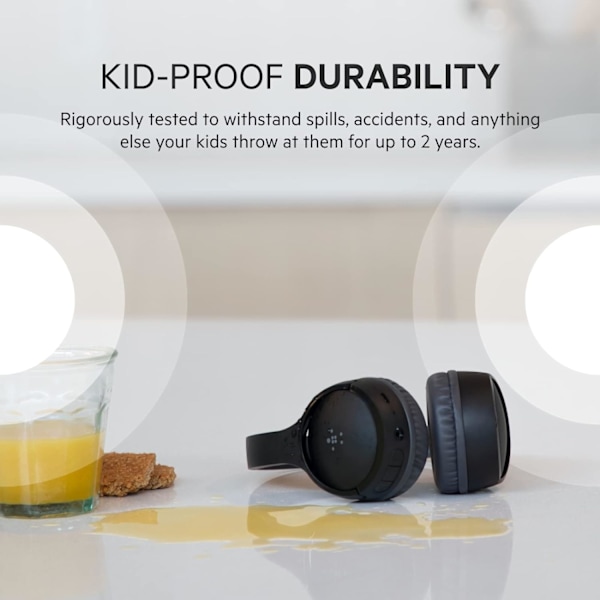 Mini Trådlösa Hörlurar för Barn med Inbyggd Mikrofon, On Ear Headset Black