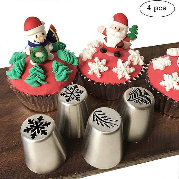 4-pack Jul Ryska Spritsar Set Julgran Snöflinga Mönster