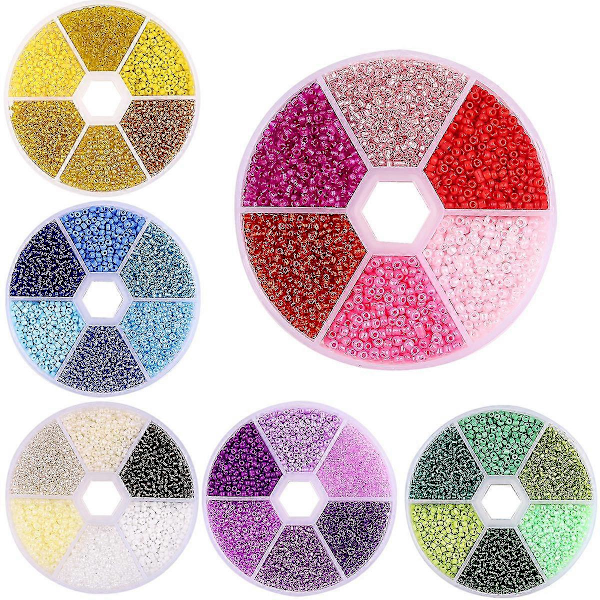 DIY Enfärgad Glas Millet Pärlor 6 Färgkombination Målarpärlor Set DIY Smyckestillbehör