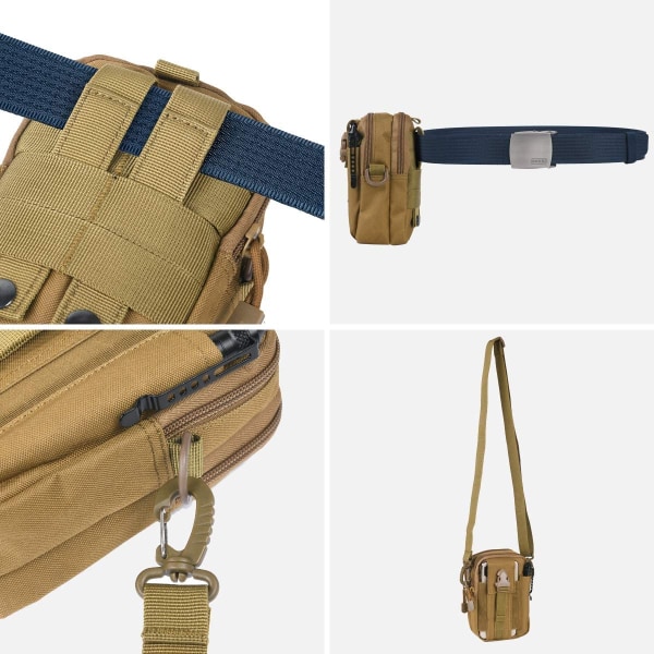 Taktiska Midjeväska, Universal Utomhus Midjeväska | Molle EDC Pou 8 Khaki
