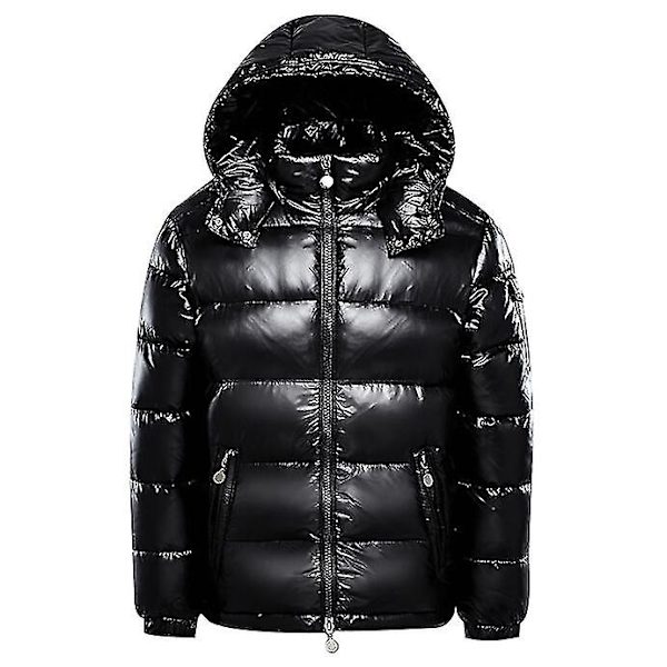 Herrarnas Huvad Vinterjacka med Glansig Dun Black S