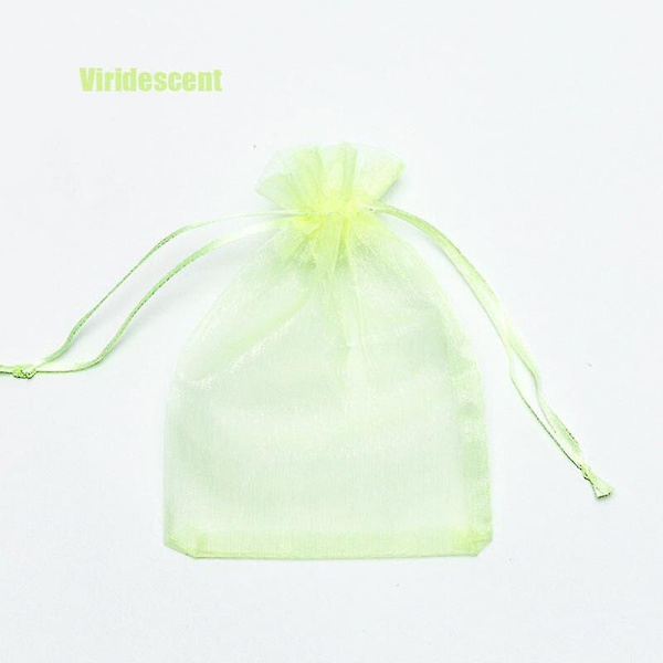 100st 22 Färger 7x9 9x12 10x15 13x18 Cm Dragable Organza Väskor Smycken viridescent 7x9cm 100pcs