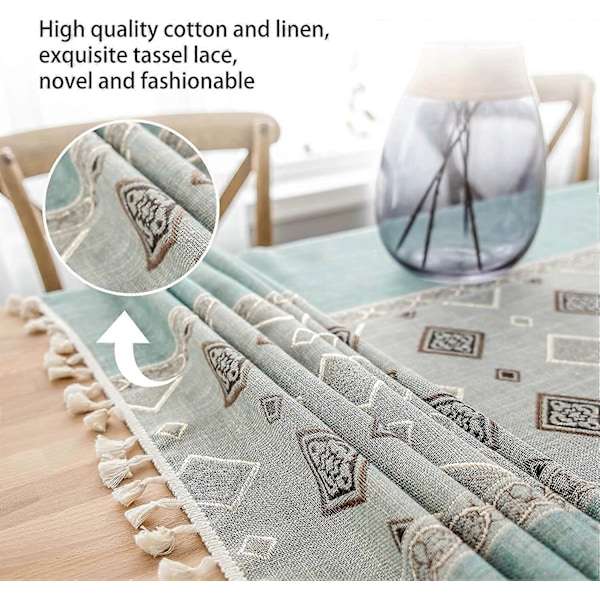 Bordsduk Rektangulär Bomull Linne, Fyrkantig Panel Toffs Design Rektangulär Bordsduk (140 x 180cm)