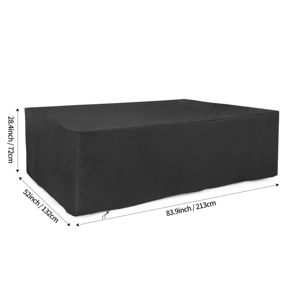 20 storlekar Svart 8-10 sits rektangulär uteplatsmöbel utomhus 230*165*80