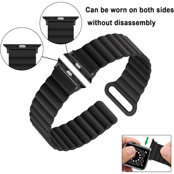 Kompatibel med Apple Watch Dubbelsidigt Vändbart Magnetiskt Armband Svart/gul 41 mm/40 mm/38 mm