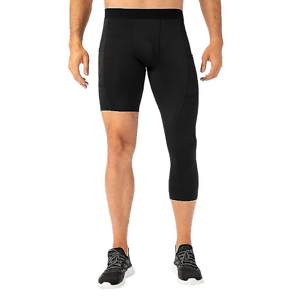 Män Enbens Leggings Kompatibla Basket Sido Fickor Fitness Träning Black Small