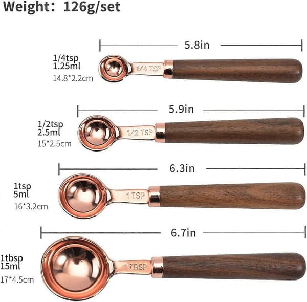 Mätskedar Rostfritt Stål Set om 4 - Roséguld
