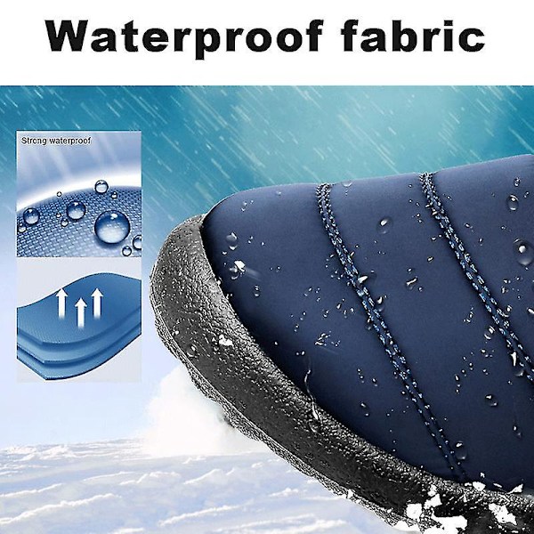 Varma Snöskor Vinter Varma Ankelstövlar Pälsfodrade Stövlar Vattentäta Dark Blue 42