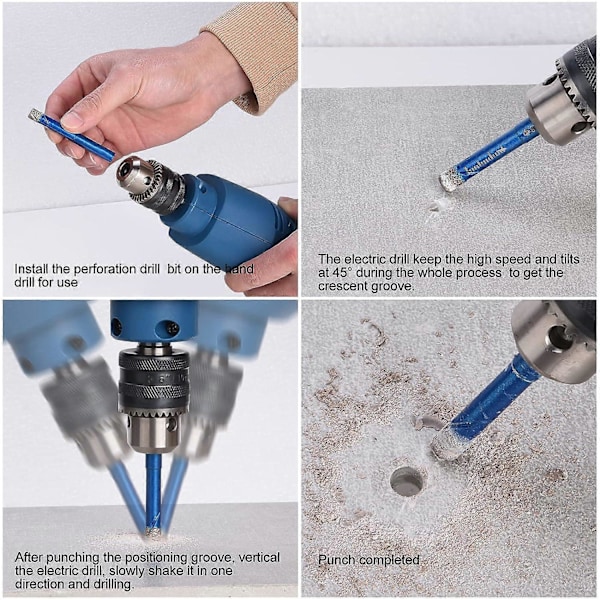 Kakelborrsats, Diamantborrsats Gres med 5, 6, 8, 10, 12 mm, Metallborr för 6 mm Kakel, Keramisk Borr