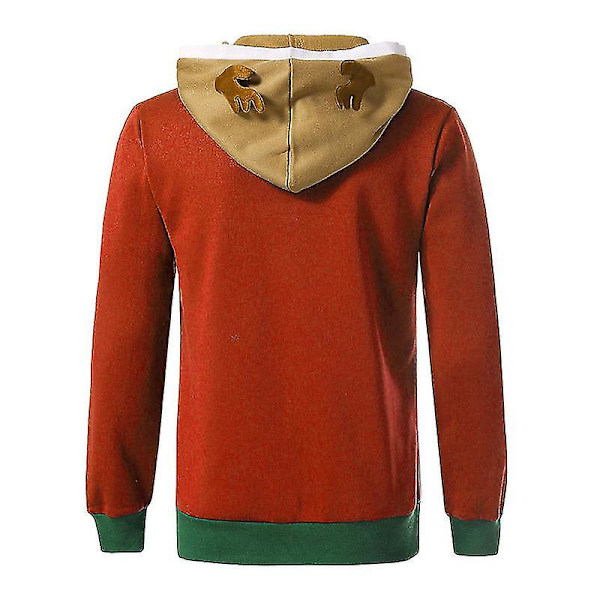 Män Kvinnor Xmas Huvtröja Ren Jul Pullover Sweatshirt Red M