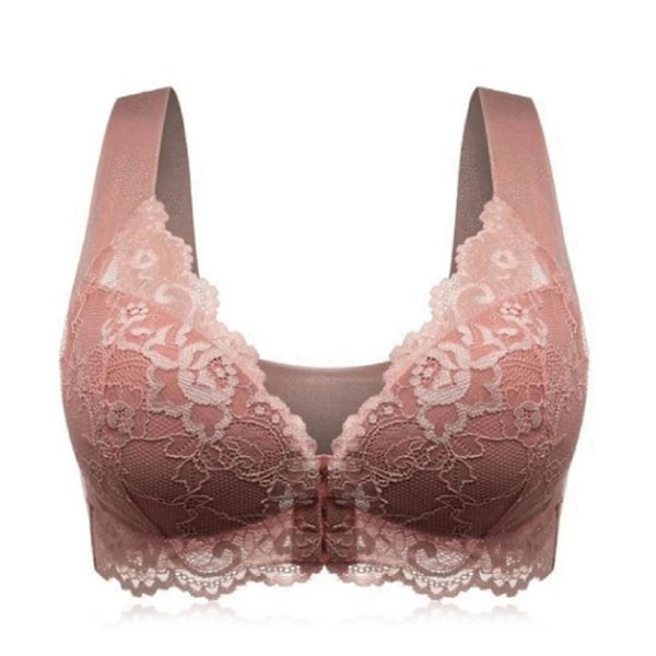 Frontstängning BH med blommig spetslyft Stretch 5d Shaping Seamless Br Coffee Color 2XL