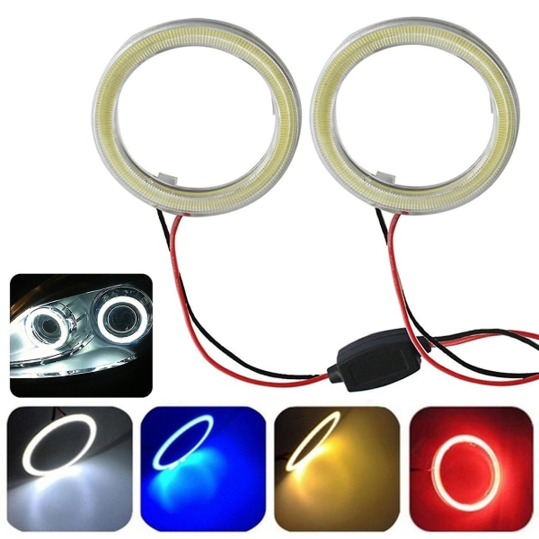 2-pack Cob Led Angel Eyes Bilringar Huvudljuslampa Red 100 mm