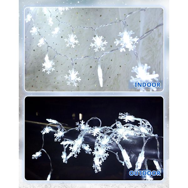Snöflingeljus för juldekorationer inomhus 13 fot 40 LED Snöflinga