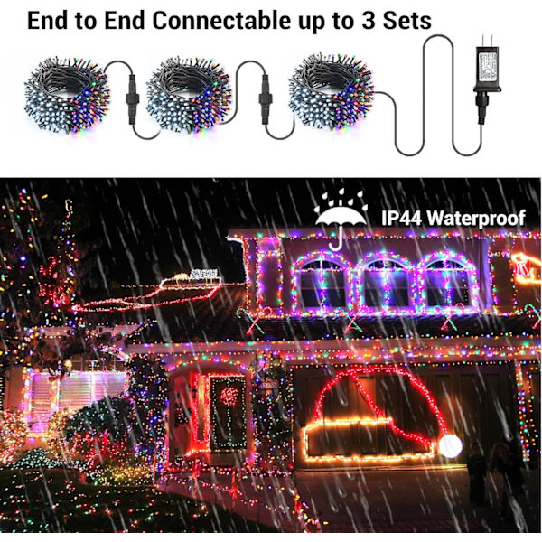 Julbelysning, 20 meter 200 LED Färgväxlande Trädbelysning 11-Funktioner Cool White & Multicolor 200 LED