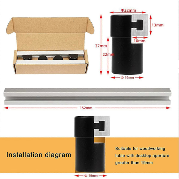 2-pack Träbearbetningsbord Arbetsbänk Hjälpverktyg DIY Positioneringsbänk Hyvelstopp 19 mm Hål Hyvelstopp Bänkhundsklämma Aluminiumlegering Skärm