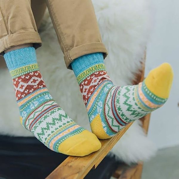 5 Par Damsockor Vinter Ullsockor, Andningsbara Mjuka Tjocka