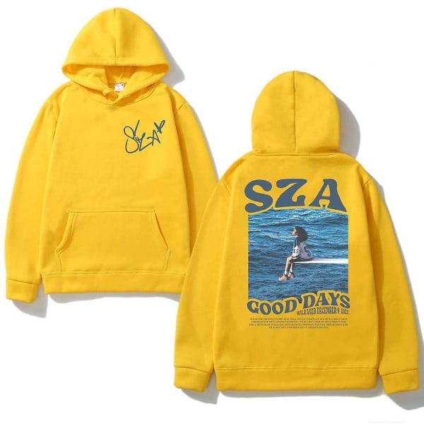 Höst Hoodie för Män och Kvinnor med SZA Musik Album SOS Grafik Yellow XL