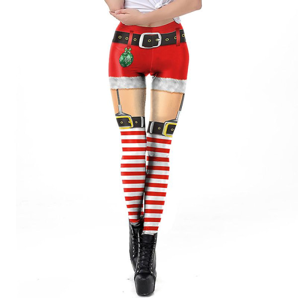 Kvinnor Leggings Mode 3d Digital Printing Christmas Leggings Roliga Se SKDK089 L