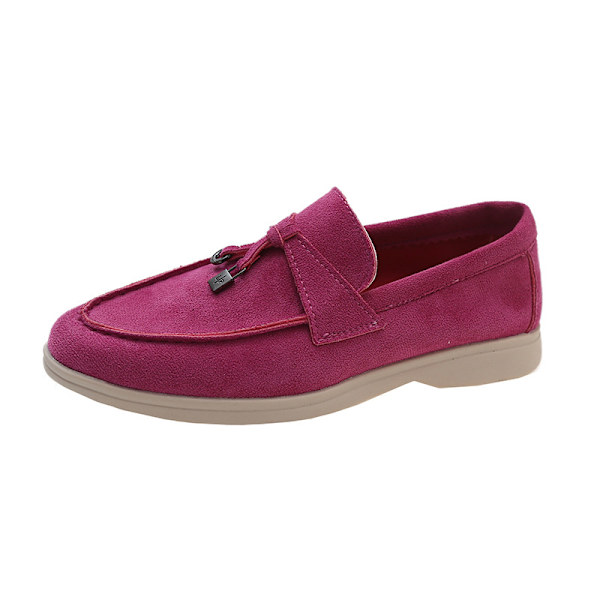 Sommar PU Walk Skor Kvinnor Loafers Casual Moccasin Lock Beanie Skor C Rose red 41