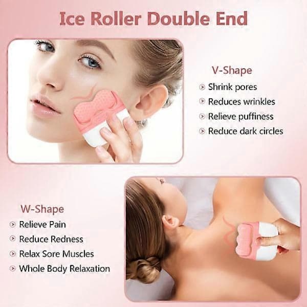 Ansiktsisroller, dubbelsidig ansiktsisroller, ansiktsvårdsenhet med 2-i-1-roller, kryoterapi-isrollermassager