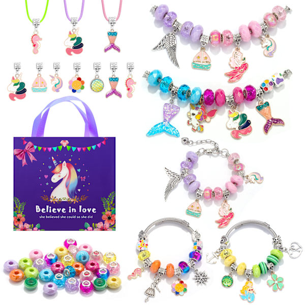 Adventskalender - 76 st Unicorn Exklusiv Armband Presentask DIY Carto