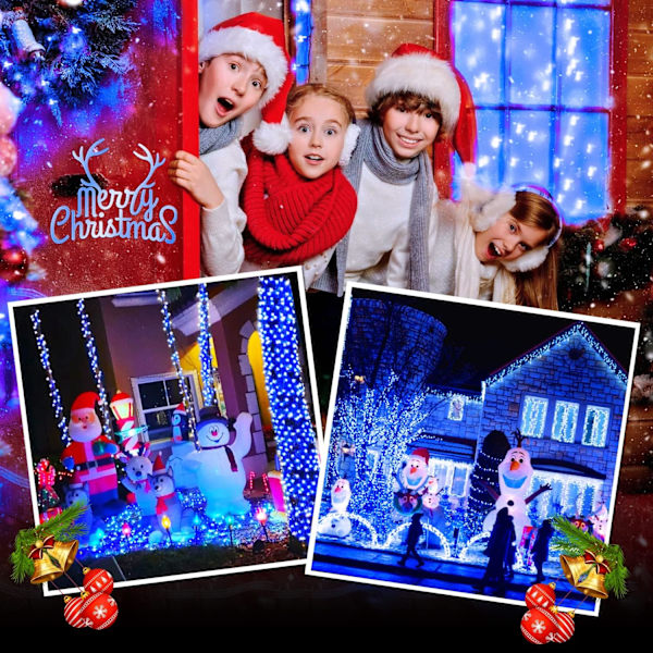 200 LED Flerfärgade Julbelysning Utomhus Vattentät, Utbyggbar 20m Blue Connectable 200 LED