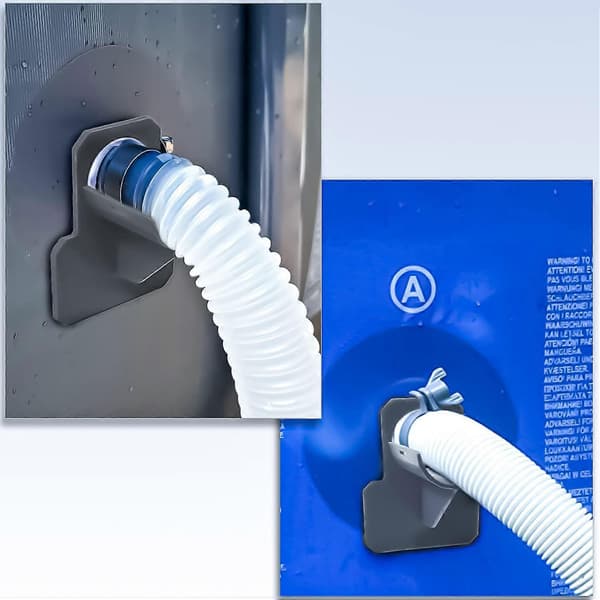 Set med 2 Poolslangsstöd, pooladapter, grå pooltillbehör, för poolslangar inom 38 mm