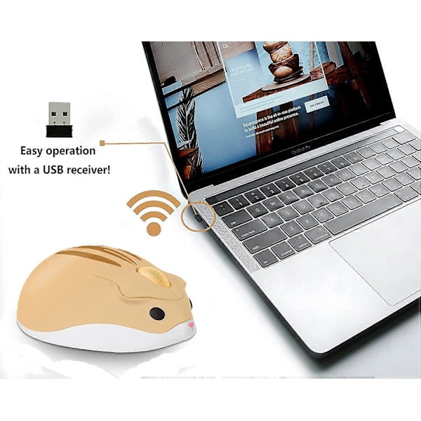 2.4GHz Trådlös Mus, Söt Hamsterform Mini Tyst Ergonomisk Design Liten Bärbar Mus, 1200DPI USB Sladdlös PC Laptop Dator Spelmus för Nej